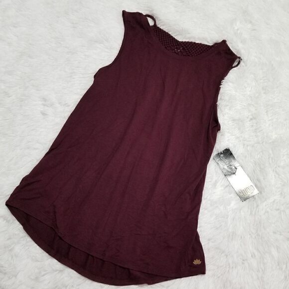 NWT Energy Zone Maroon Macrame Loose Fit Causal Crew Neck Summer Chic Tank Top   - Picture 1 of 4